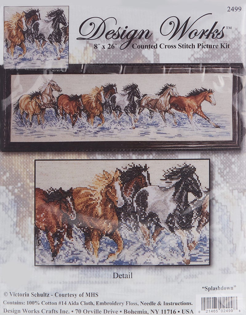 Design Works Crafts 2499 Splashdown Horses Counted Cross Stitch Kit, 8"" x 22"", Various - Image 2